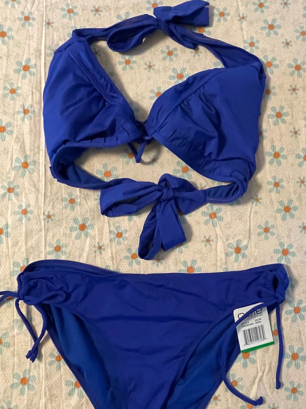 Tie-Back Halter Bikini Set In Cobalt Blue